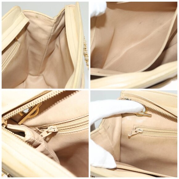 CHANEL Matelasse Chain Shoulder Bag Lamb Skin Beige Gold CC Auth bs27415 - Picture 15 of 16